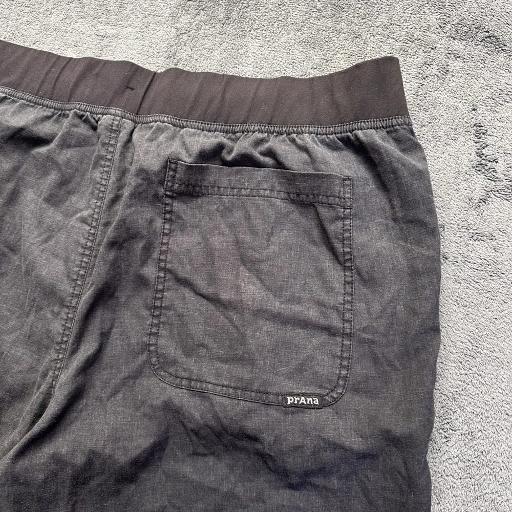 Prana Vaha Hemp Blend Pants Mens XXL Black Charcoal Straight Leg Drawstring